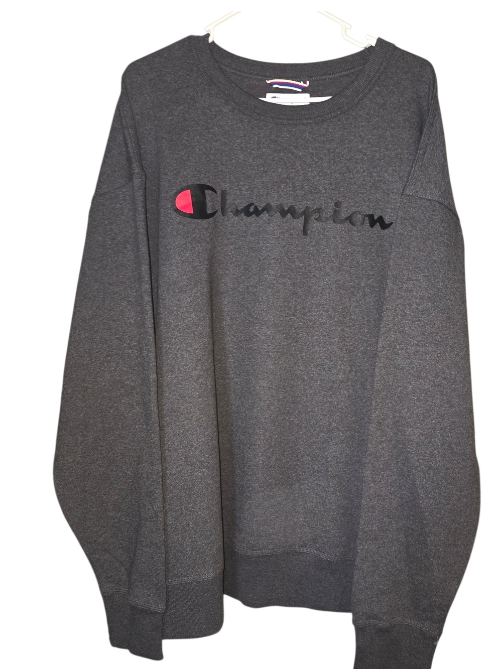 Champion Gray Crewneck Sweatshirt with Red Accent